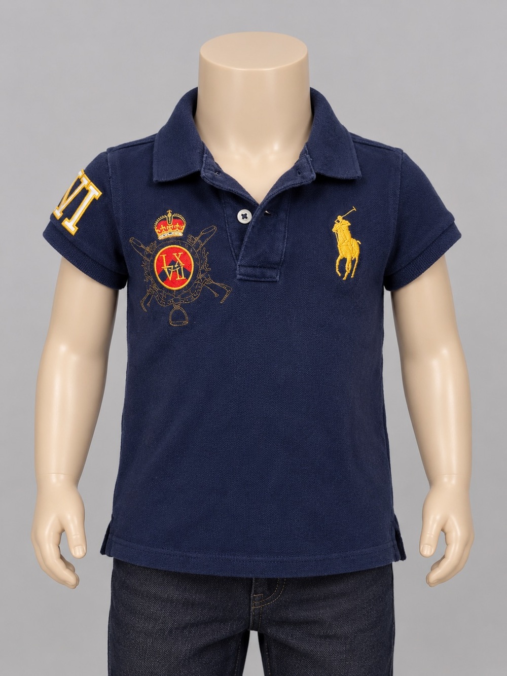 Vintage Ralph Lauren Polo 2T Navy Blue VI Crest Big Embroidery